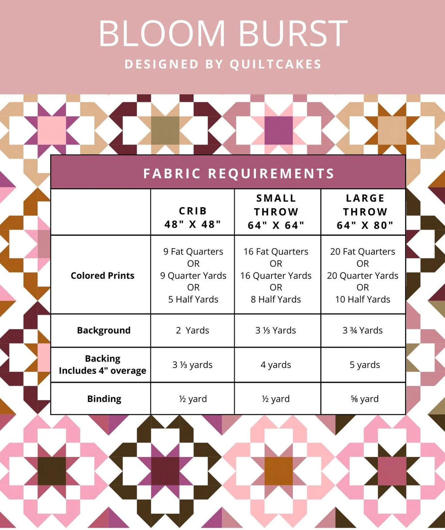 Bloom Burst Quilt Pattern | Quilt Cakes | Paper Copy
