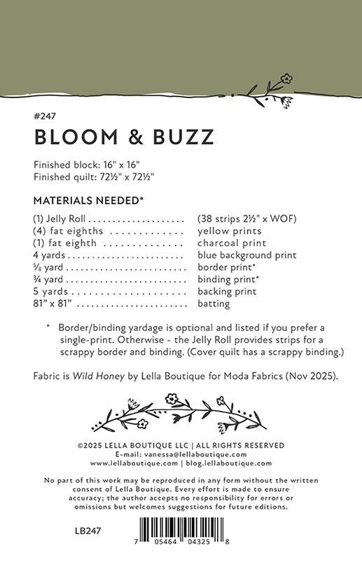 Bloom & Buzz Quilt Pattern by Lella Boutique - Paper Copy