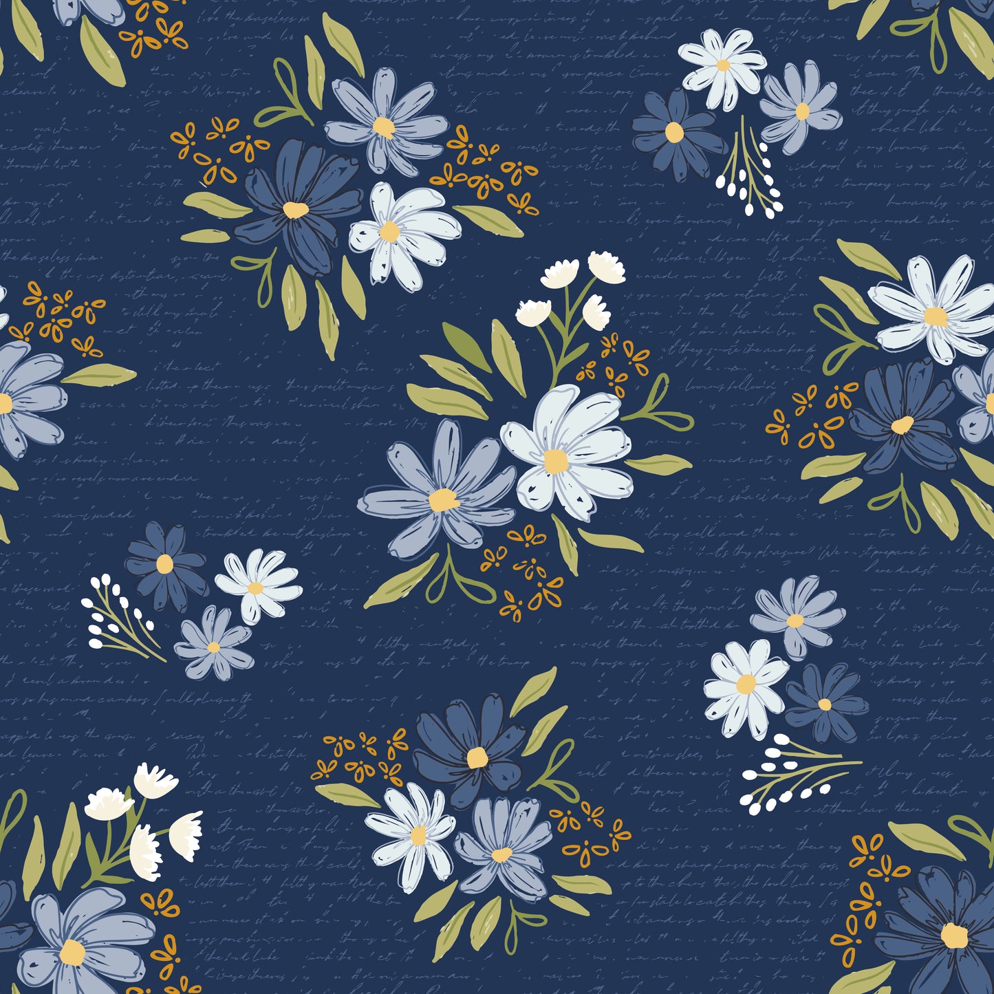 Navy Main | Between the Pages Collection | Designed by Fran Gulick of Cotton and Joy | Riley Blake Designs Fabrics | C15370