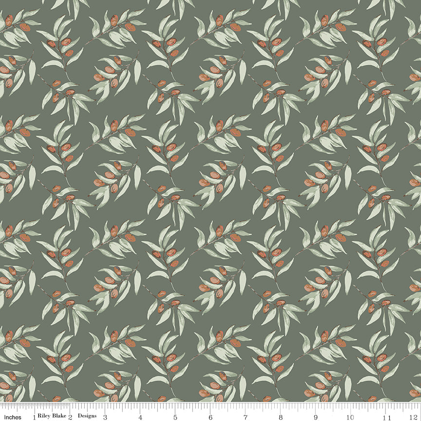 PREORDER: Olive Grove Olive Branches Green: C16631-GREEN