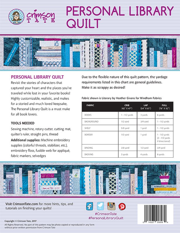 Personal Library Quilt Pattern by Crimson Tate