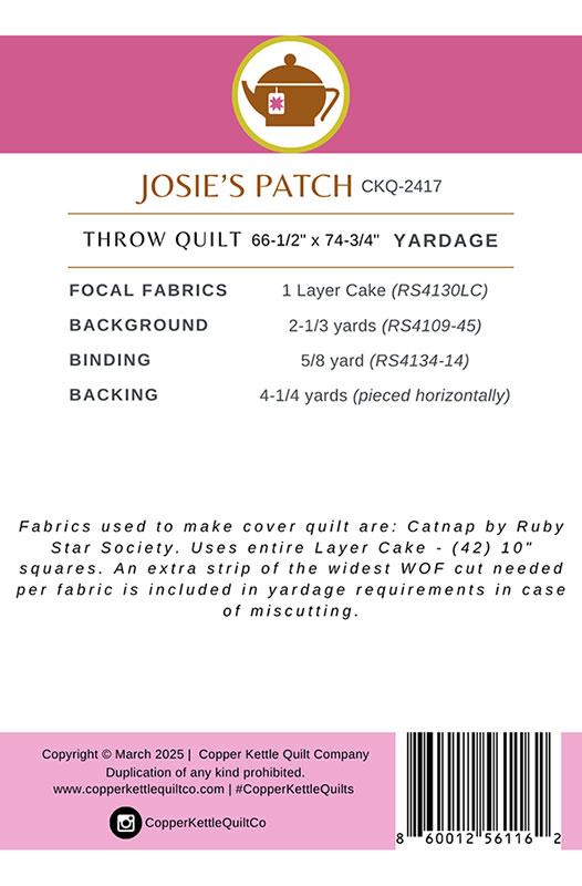 Josie's Patch Quilt Pattern by Copper Kettle Quilt Company - Paper Pattern