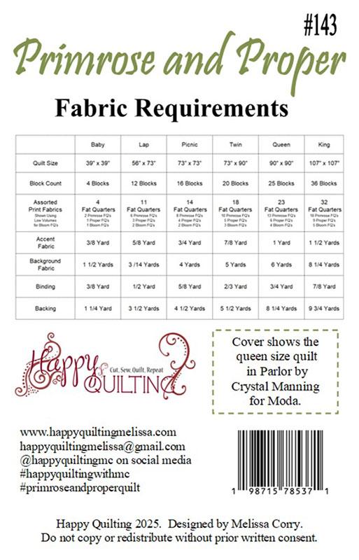 Primrose and Proper Quilt Pattern | Happy Quilting | Paper Copy