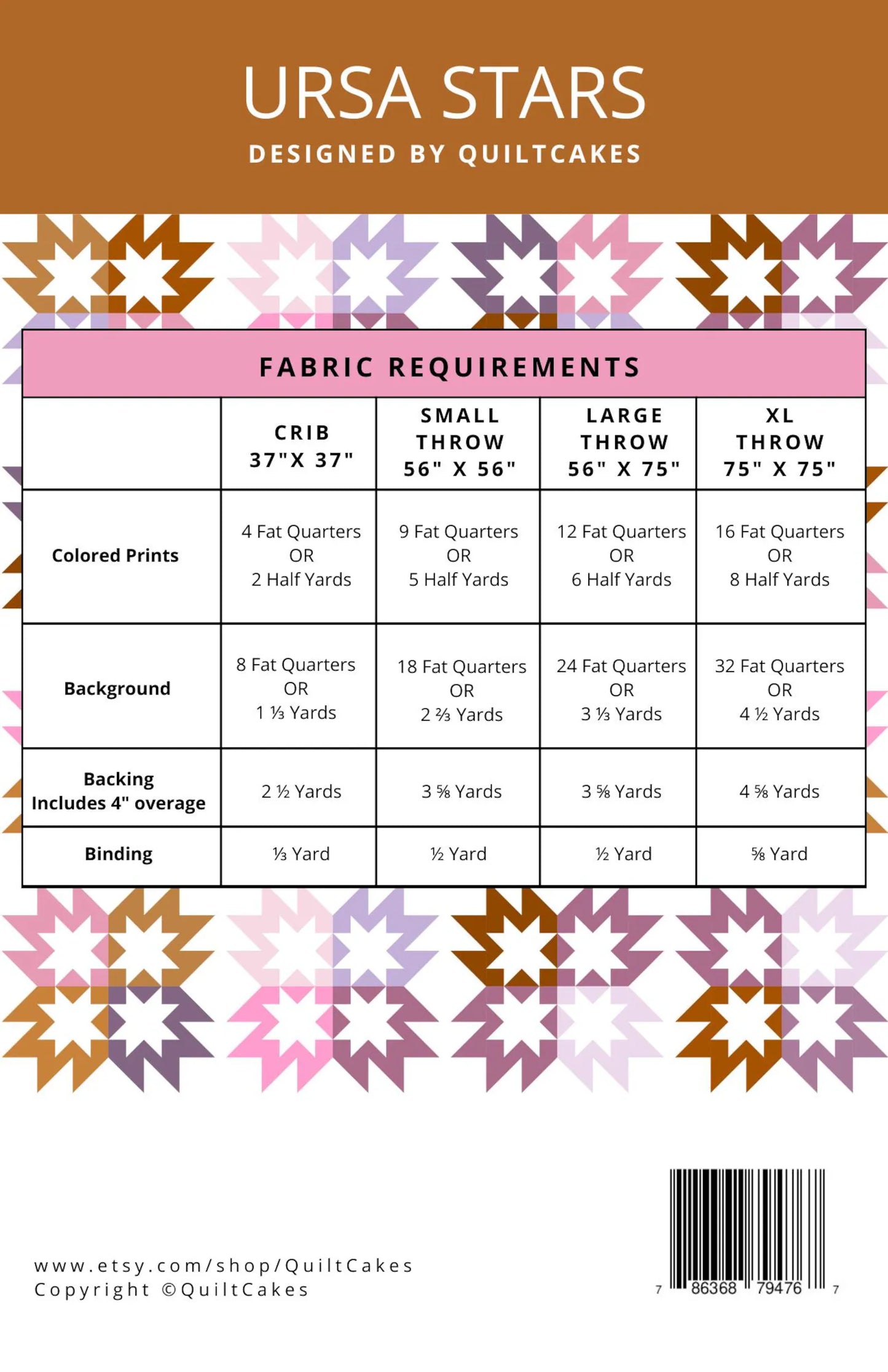 Ursa Stars Quilt Pattern | Quilt Cakes | Paper Copy