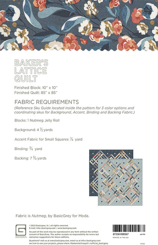 Baker's Lattice Quilt Pattern by Basic Grey - Paper Pattern