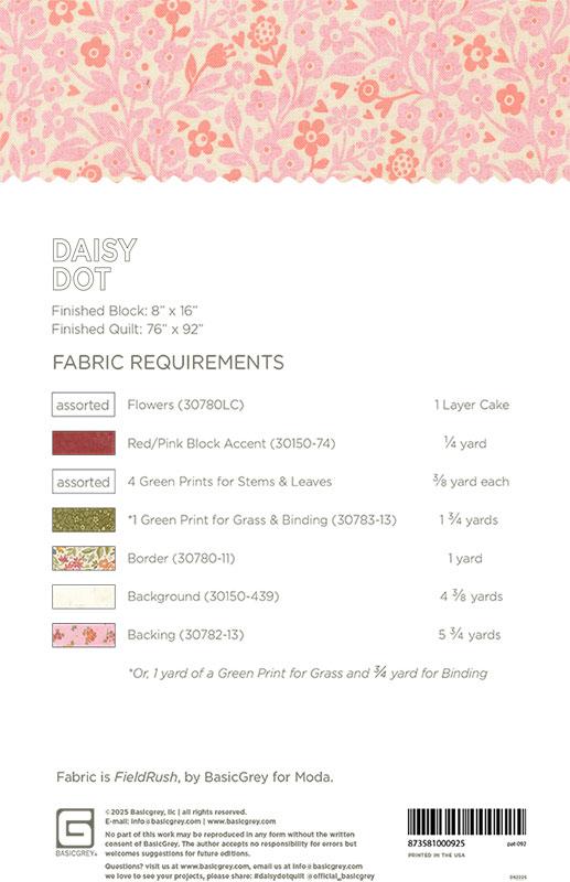Daisy Dot Quilt Pattern by Basic Grey - Paper Pattern