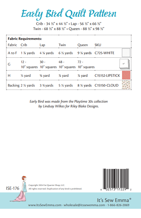 Early Bird Quilt Pattern by It's Sew Emma - Paper Pattern