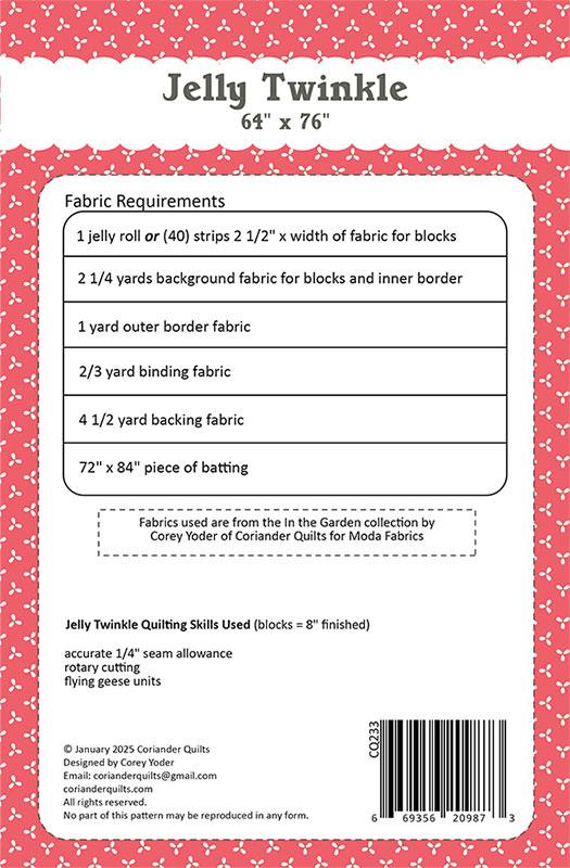 Jelly Twinkle Quilt Pattern by Corey Yoder of Coriander Quilts - Paper Pattern