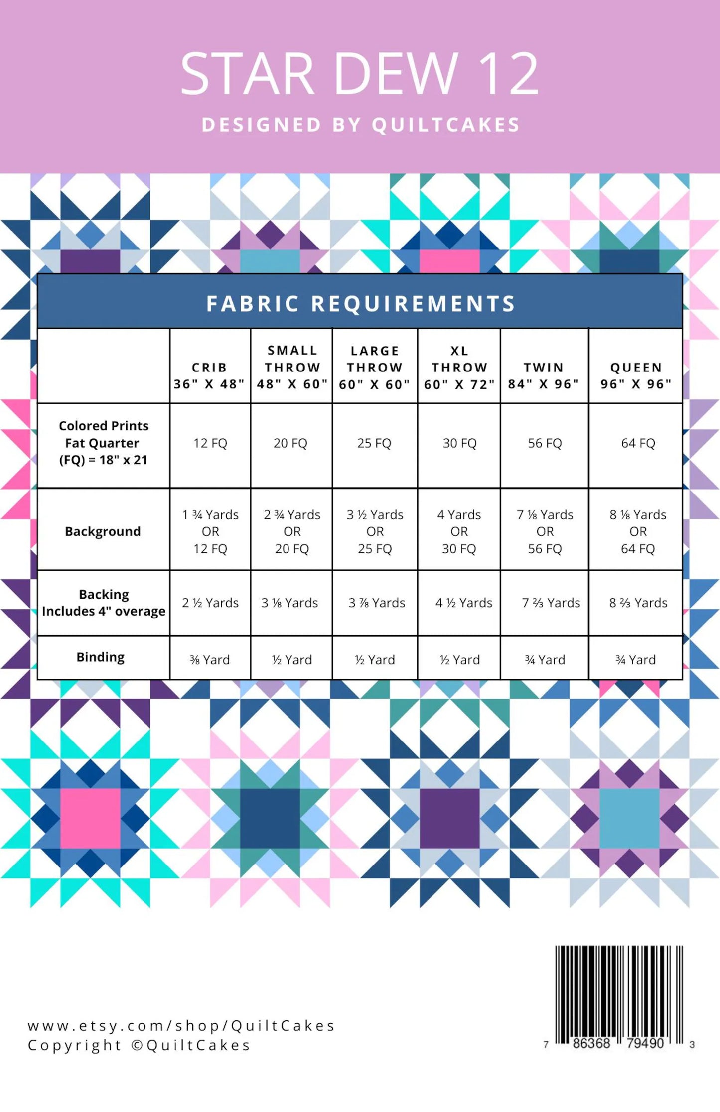 Star Dew 12 Quilt Pattern | Quilt Cakes | Paper Copy