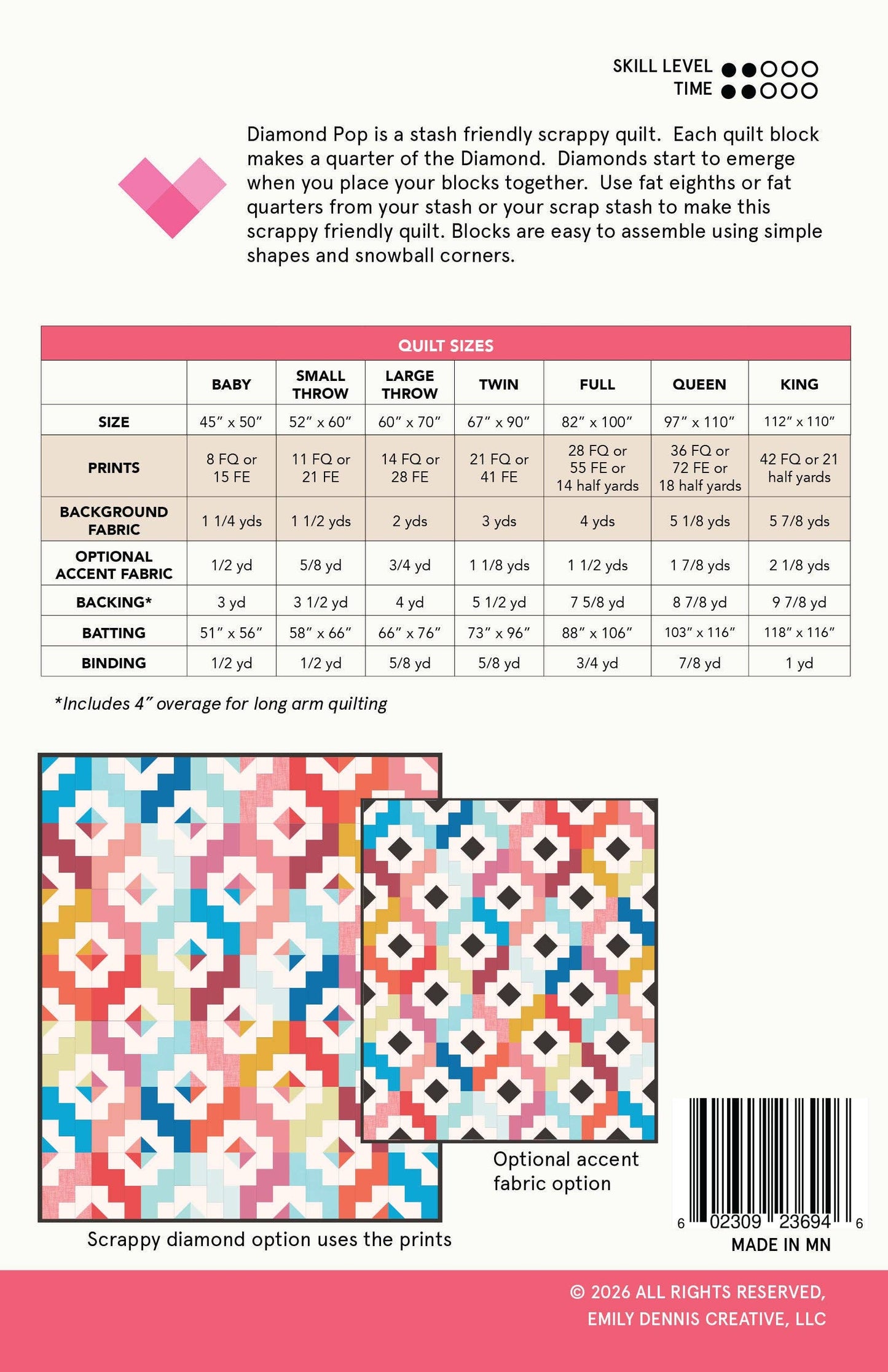 Diamond Pop PAPER Quilt Pattern