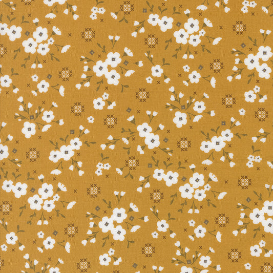 Stitched Lullaby Small Floral - Golden | Sun Drenched Fabric Collection | Designed by Sweetfire Road | Moda Fabrics | 43201 12