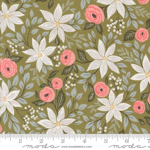 Poinsettia Party Florals - Sage | Berry and Pine Collection | Lella Boutique | Moda Fabrics | 5240 12