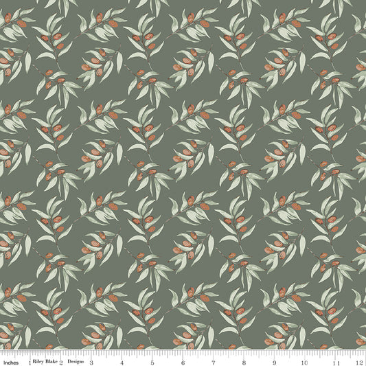 PREORDER: Olive Grove Olive Branches Green: C16631-GREEN