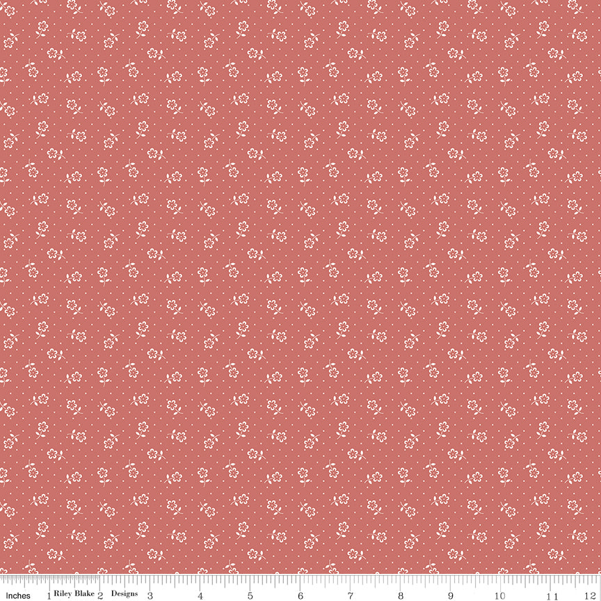 PREORDER: Mary Catherine Flower Dots Faded Red