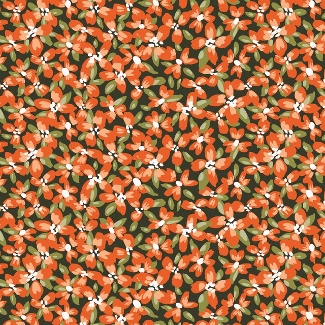 Ditsy Flowerbed | Crimson & Evergreen | Cloud 9 Fabrics | Kay's Illustrations