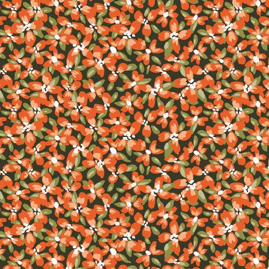 Ditsy Flowerbed | Crimson & Evergreen | Cloud 9 Fabrics | Kay's Illustrations