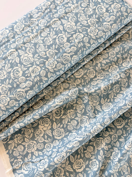 Monofloral Florals Rose Tapestry - Sky | Wild Honey Collection | Lella Boutique | Moda Fabrics | 525114