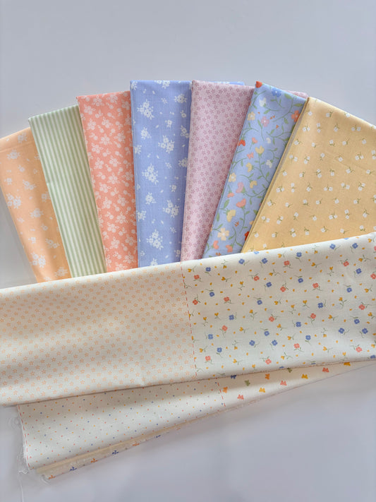 Pastel Prairie MINI fabric bundle | 7 Fabrics + 1 yard sampler panel | Curated bundle