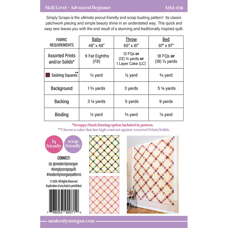 Simply Scraps Quilt Pattern | Modernly Morgan | Paper Copy