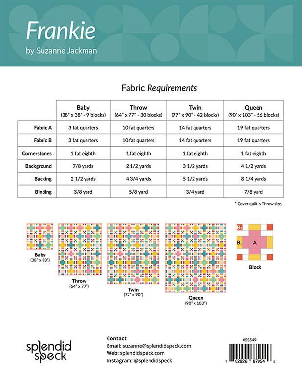 Frankie Quilt Pattern | Splendid Speck | Paper Copy