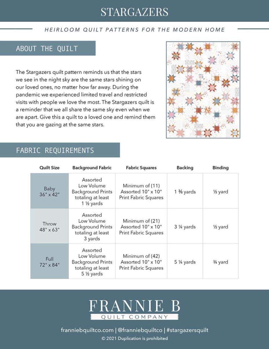 Frannie B Quilting Co. Stargazer Quilt Pattern