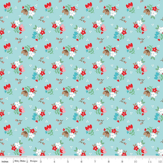 Whimsical Woodland Floral Aqua