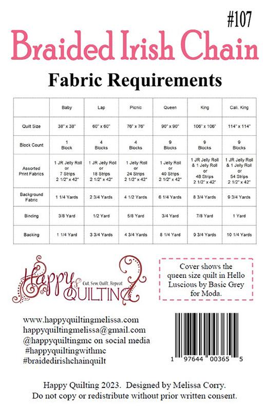 Braided Irish Chain Quilt Pattern by Happy Quilting  - Paper Pattern