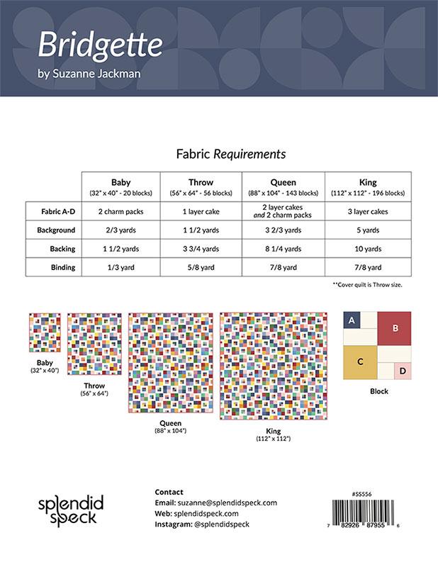 Bridgette Quilt Pattern by Splendid Speck- Paper Pattern