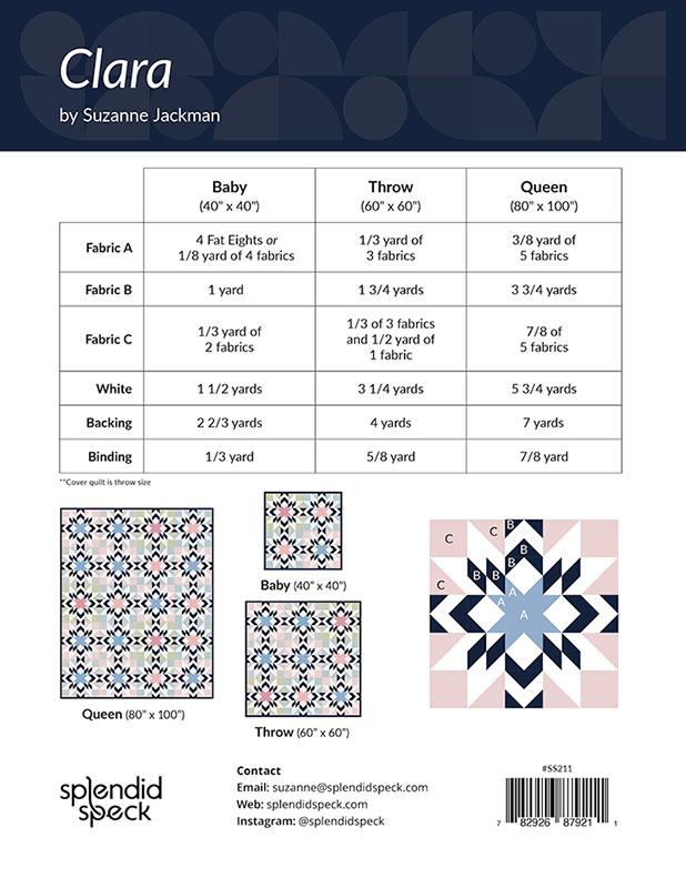 Clara Quilt Pattern by Splendid Speck- Paper Pattern