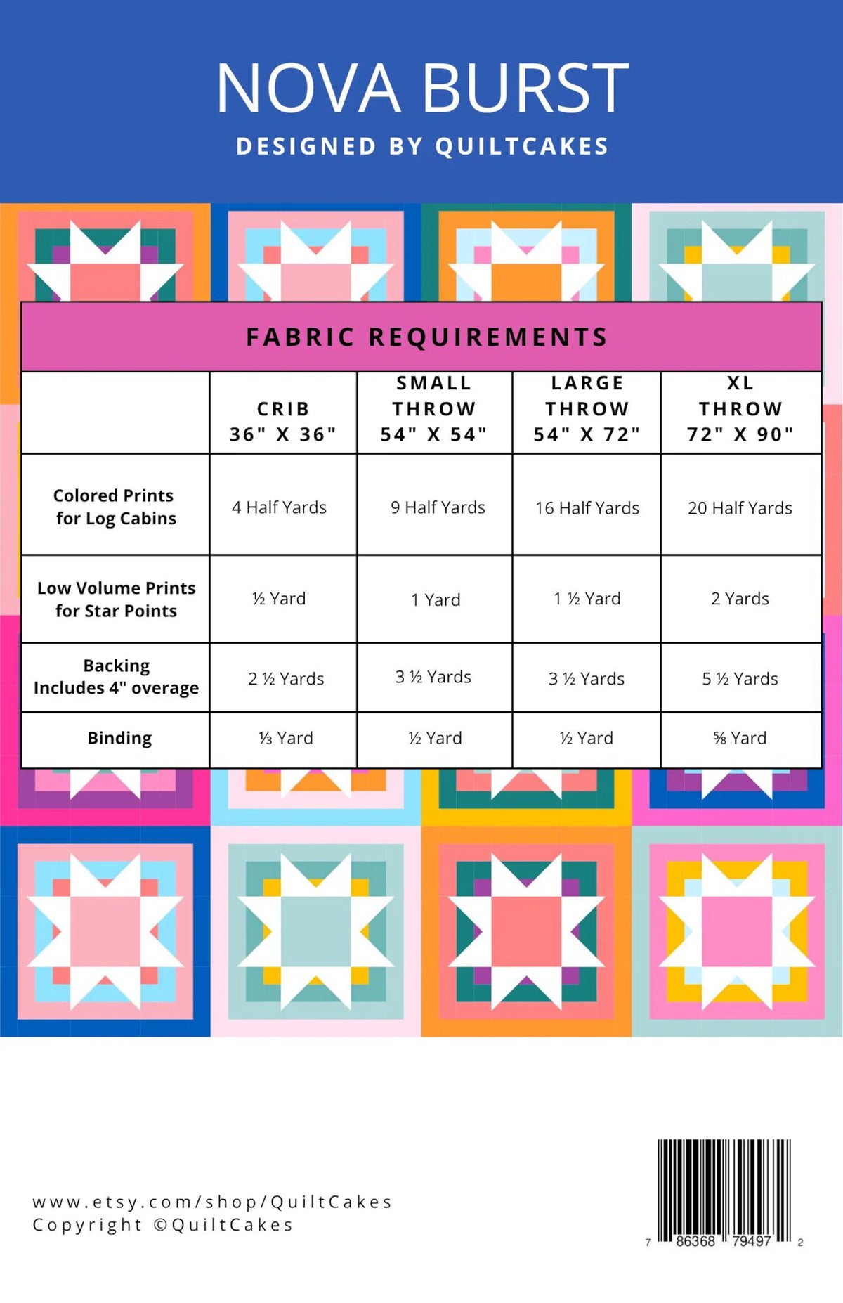 Nova Burst Quilt Pattern | Quilt Cakes | Paper Copy