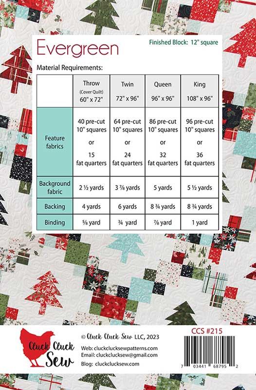 Evergreen quilt pattern | Cluck Cluck Sew | Paper copy