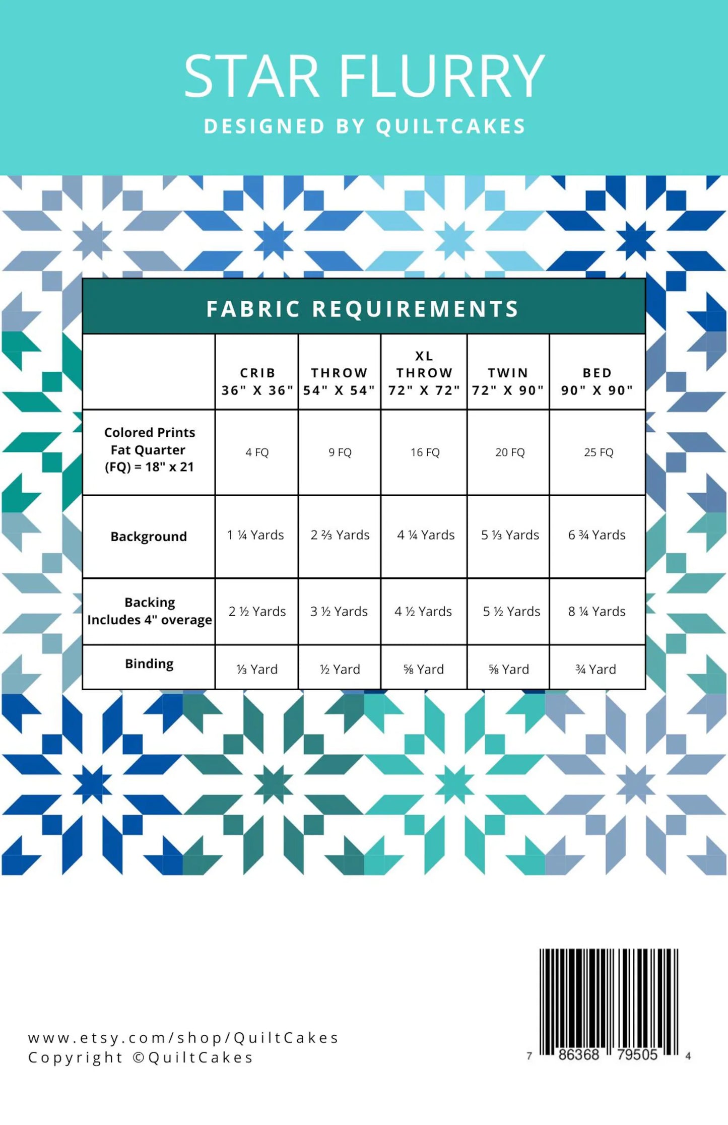 Star Flurry Quilt Pattern | Quilt Cakes | Paper Copy