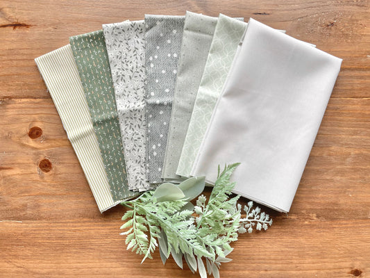 Shades of Green fabric bundle | 7 Fabrics