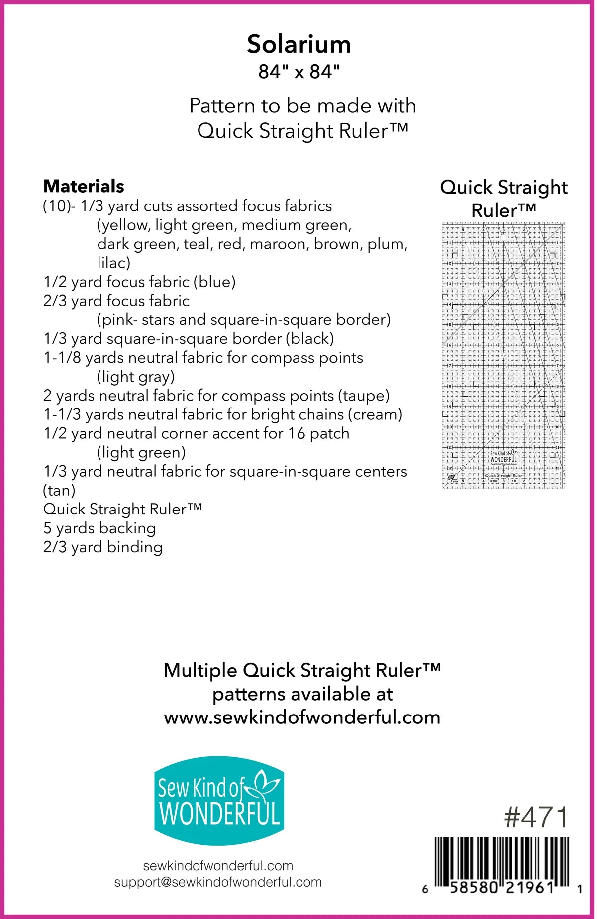 Solarium Quilt Pattern by Sew Kind of Wonderful - Paper Pattern