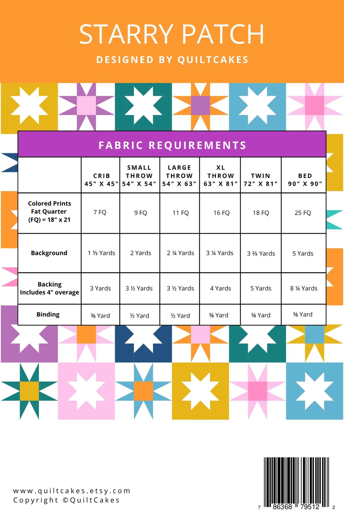 Starry Patch Quilt Pattern | Quilt Cakes | Paper Copy (Copy)