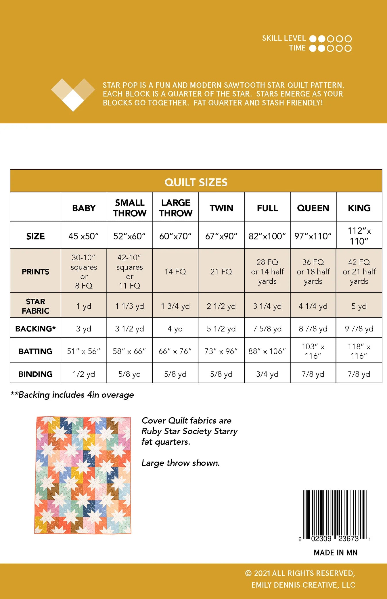 Star Pop Quilt Pattern by Quilty Love - Paper Pattern