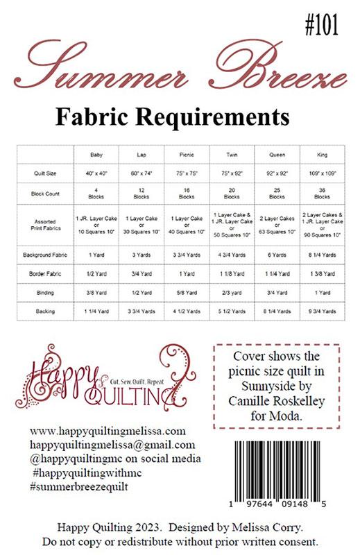 Summer Breeze Quilt Pattern by Happy Quilting - Paper Pattern